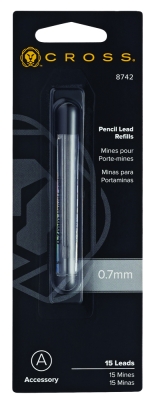 Грифели Cross для механических карандашей без кассеты 0.7мм (15 шт); блистер, серый