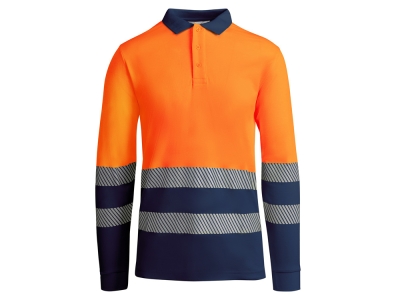 Рубашка поло «Atrio» с длинным рукавом мужская, синий, оранжевый, полиэстер, хлопок