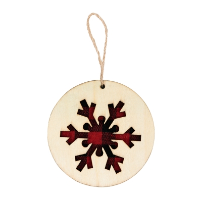 Украшение новогоднее "Scandy", диаметр 9 см , фанера, бежевый, красный, бежевый, дерево