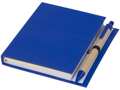Комбинированный блокнот с шариковой ручкой, синий, пластик, бумага