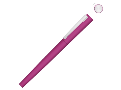 Ручка металлическая роллер «Brush R GUM» soft-touch с зеркальной гравировкой, розовый, soft touch