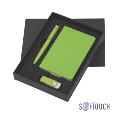 Набор подарочный "Сорренто" с блокнотом А6, покрытие soft touch, зеленое яблоко#, зеленый, металл/пластик/искусственная кожа/soft touch