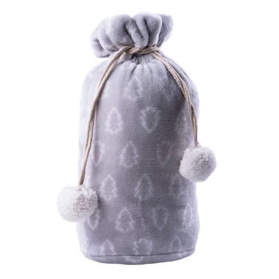 Плед новогодний "Ёлка" в подарочном мешке; серый; 130х150 см; фланель 220 гр/м2, серый, белый, полиэстер