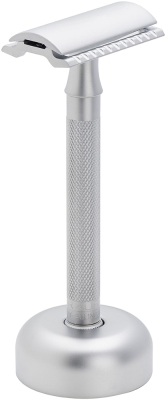 Набор бритвенный MERKUR, 3 предмета: станок Т- образный, подставка, лезвия (10 шт), серебристый, металл