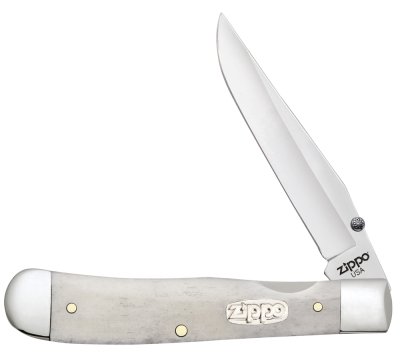 Нож перочинный ZIPPO Smooth Natural Bone Trapperlock, 105 мм, цвет слоновой кости + ЗАЖИГАЛКА 207, бежевый