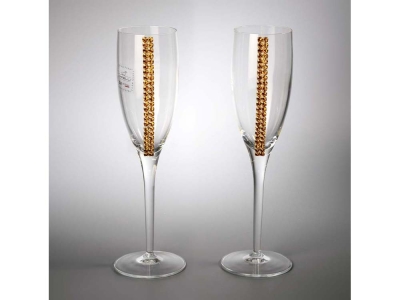 Набор бокалов для шампанского, желтый, прозрачный, стекло