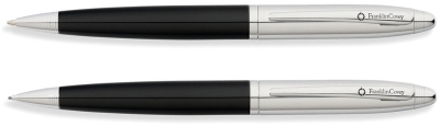 Набор FranklinCovey Lexington: шариковая ручка и карандаш 0.9мм. Цвет - черный + хромовый., серебристый, латунь, нержавеющая сталь