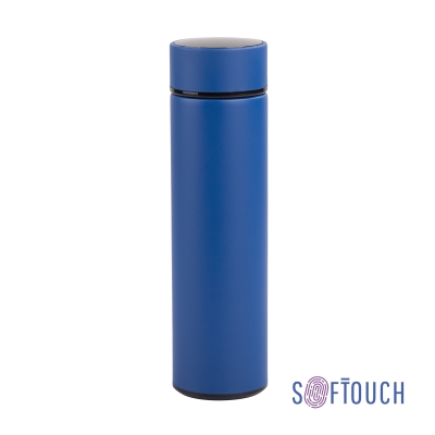 Термос "Бостон" 500 мл с индикацией температуры, soft touch, синий, нержавеющая сталь/soft touch/пластик