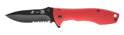 Нож складной Stinger, 80 мм, (чёрный), материал рукояти: сталь/алюминий (чёрно-красный), красный