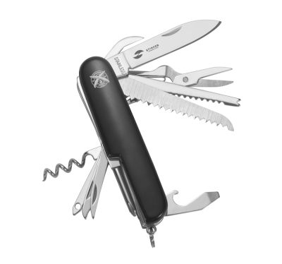 Нож перочинный Stinger, 89 мм, 15 функций, материал рукояти: АБС-пластик (чёрный), черный, пластик
