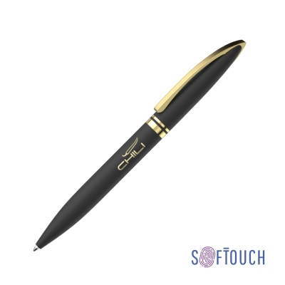 Ручка шариковая "Rocket", черный с золотом, металл/soft touch