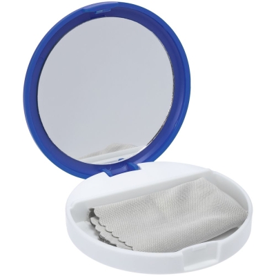 Зеркало с подставкой для телефона Self, синее с белым, белый, пластик