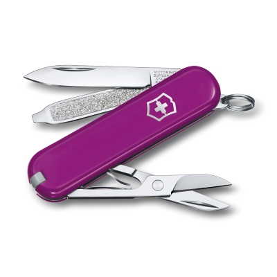 Нож-брелок VICTORINOX Classic SD Colors "Tasty Grape", 58 мм, 7 функций, фиолетовый, фиолетовый, пластик abs / cellidor