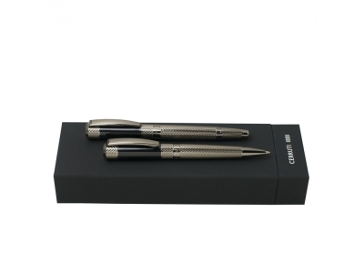 Подарочный набор Soto: ручка шариковая, ручка-роллер, серебристый, металл
