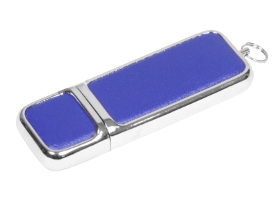 USB 2.0- флешка на 64 Гб компактной формы, серебристый, кожзам