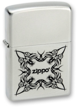 Зажигалка ZIPPO Tattoo Design, с покрытием Satin Chrome™, латунь/сталь, серебристая, 38x13x57 мм, серебристый