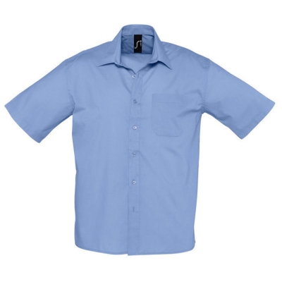 Рубашка"Bristol", васильковый_S, 65% полиэстер, 35% хлопок, 105г/м2, синий, 65% полиэстер, 35%хлопок, плотность  105 г/м², смесовый поплин