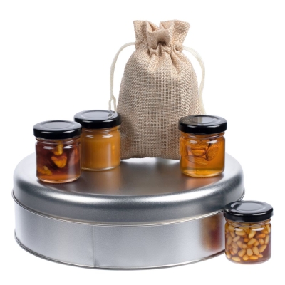 Набор Honey Taster, ver.2, бежевый, бежевый, жесть; мед - стекло; мешочек - полиэстер 100%