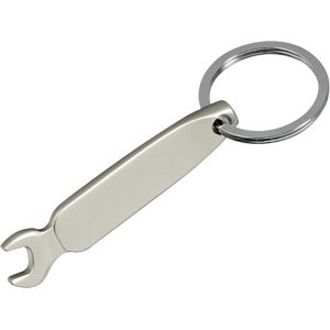 Брелок "Гаечный ключ"; 8,5х1х0,3 см; металл; лазерная гравировка, серебристый