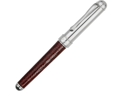 Ручка-роллер, серебристый, бордовый, металл, кожа