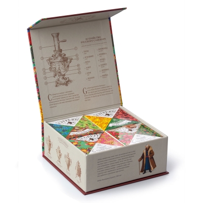 Набор Сугревъ в картонной коробке с 4-я чаями, разные цвета, чай