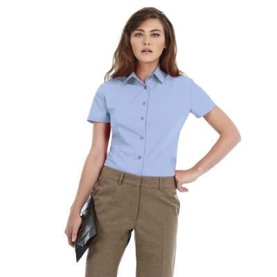 Рубашка женская с коротким рукавом SSL/women, корпоративный голубой, полиэстер, хлопок