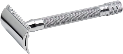 Cтанок Т- образный для бритья MERKUR хромированный, длинная ручка, лезвие в комплекте (1 шт), серебристый, металл