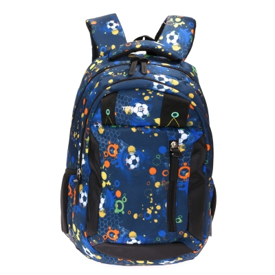 Рюкзак TORBER CLASS X, черно-синий с рисунком "Мячики", полиэстер, 45 x 32 x 16 см, разноцветный