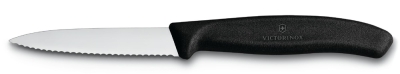 Нож для овощей VICTORINOX SwissClassic, лезвие 8 см с волнистой кромкой, чёрный, черный, пластик