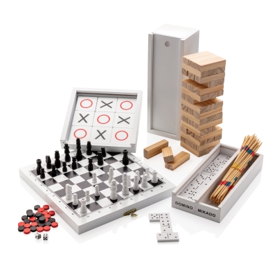 Набор настольных игр Микадо/Домино в деревянной коробке, белый, mdf; бамбук