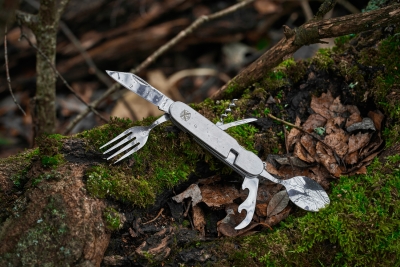 Нож перочинный Stinger, 109 мм, 8 функций, материал рукояти: нержавеющая сталь (серебристый), серебристый