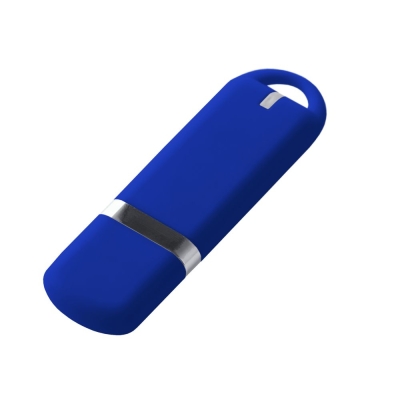 Флешка Memo, 8 Гб, синяя, синий, пластик; покрытие софт-тач