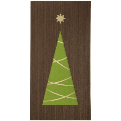 Открытка Season's Greetings, с елочкой, дерево, шпон венге; бумага, дизайнерская