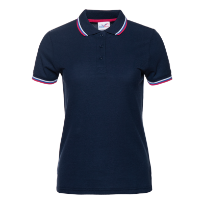 Рубашка поло женская STAN  триколор хлопок/полиэстер 185, 04WRUS, Т-синий, 185 гр/м2, хлопок