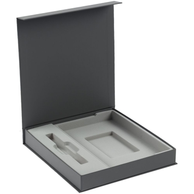 Коробка Arbor под ежедневник и ручку, серая, серый, переплетный картон; покрытие софт-тач