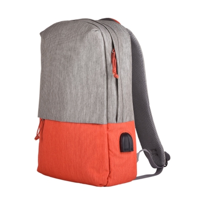 Рюкзак "Beam", серый/оранжевый, 44х30х10 см, ткань верха: 100% полиамид, подкладка: 100% полиэстер, оранжевый, серый, пластик