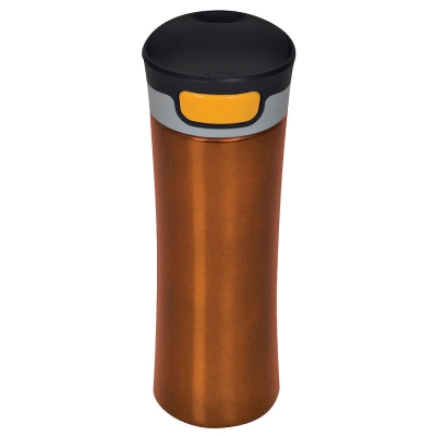Термокружка дорожная  вакуумная DISCOVER; 450 мл;  оранжевый,  пластик, металл; лазерная гравировка, оранжевый