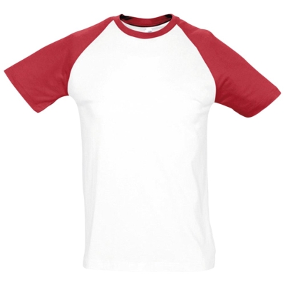 Футболка мужская двухцветная Funky 150, белая с красным, белый, красный, хлопок