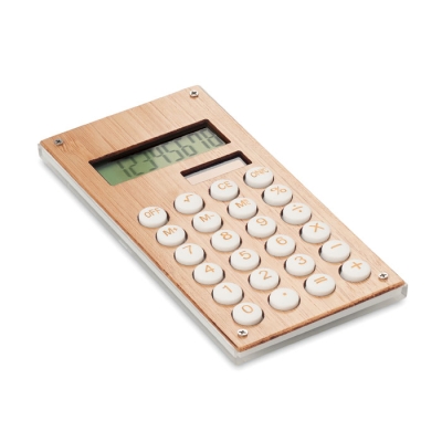 Калькулятор 8-разрядный бамбук, бежевый, бамбук