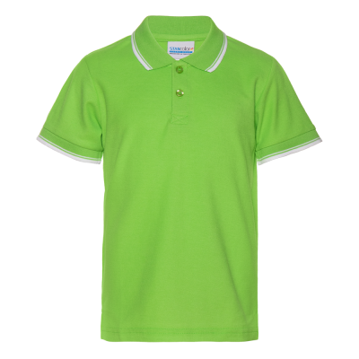 Рубашка поло детская  STAN с окантовкой хлопок/полиэстер 185, 04TJ,  Ярко-зелёный, 185 гр/м2, хлопок