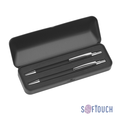 Набор "Ray" (ручка+карандаш), покрытие soft touch, черный, металл/soft touch