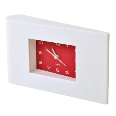 Часы настольные "Авангард" с будильником, белые с красным, 22,5х13х4 см, пластик, красный, белый, пластик