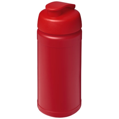 Спортивная бутылка Baseline из переработанных материалов объемом 500 мл с откидывающейся крышкой, красный