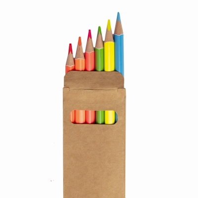 Набор цветных карандашей NEON, 6 цветов, дерево, картон, бежевый