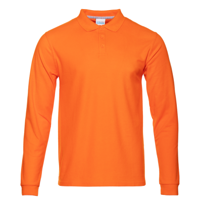 Рубашка поло мужская STAN длинный рукав хлопок/полиэстер 185, 104S, Оранжевый, оранжевый, 185 гр/м2, хлопок