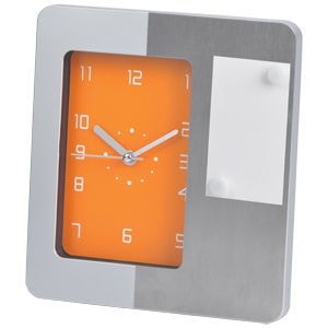 Часы настольные "Futura" с магнитами для записок , оранжевый; 20х18 см; металл, пластик, оранжевый, пластик, аллюминий