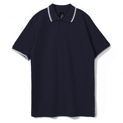Рубашка поло мужская с контрастной отделкой Practice 270, темно-синий/белый, синий, белый, хлопок