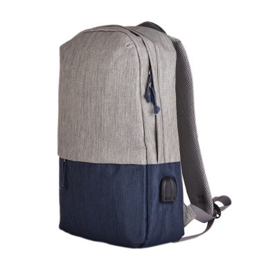 Рюкзак "Beam", серый/темно-синий, 44х30х10 см, ткань верха: 100% полиамид, подкладка: 100% полиэстер, серый, темно-синий, пластик