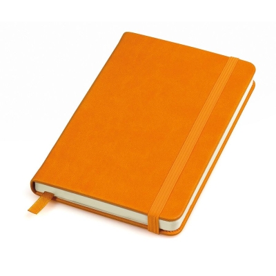 Бизнес-блокнот "Casual", 115 × 160 мм,  оранжевый, твердая обложка, резинка 7 мм, блок-клетка, оранжевый, velvet, искусственная термоактивная кожа