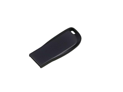 USB 2.0- флешка на 16 Гб компактная с мини чипом и овальным отверстием, серый, металл